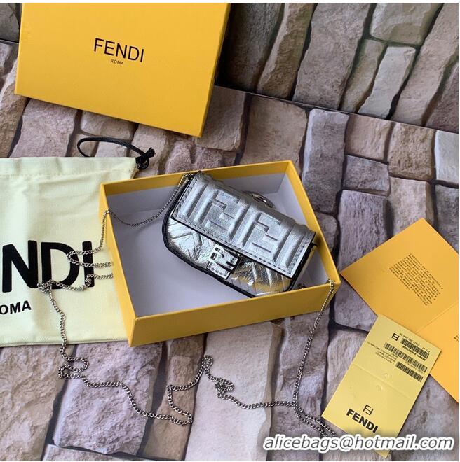 Cheapest FENDI NANO BAGUETTE CHARM nappa leather 7AR844 Silver