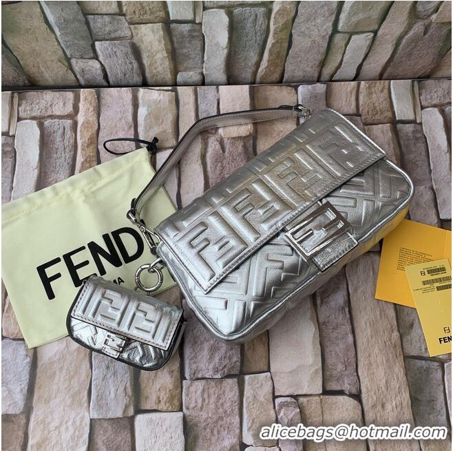 Cheapest FENDI NANO BAGUETTE CHARM nappa leather 7AR844 Silver