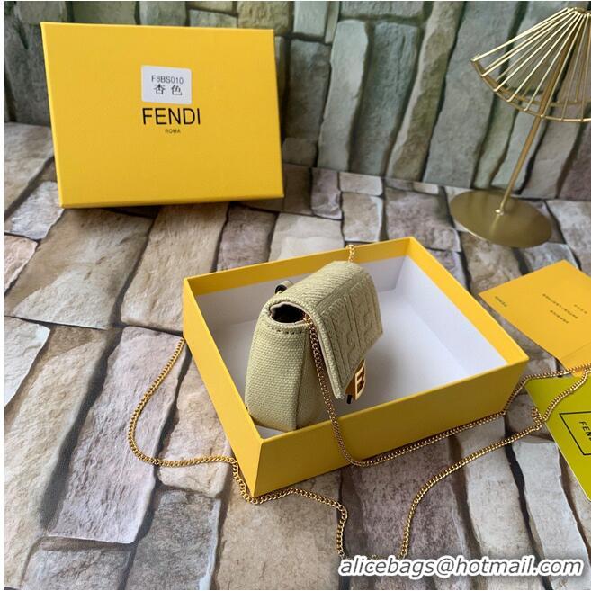 Famous Brand FENDI NANO BAGUETTE CHARM Nappa lcanvas Bag 7AR844 Yellow