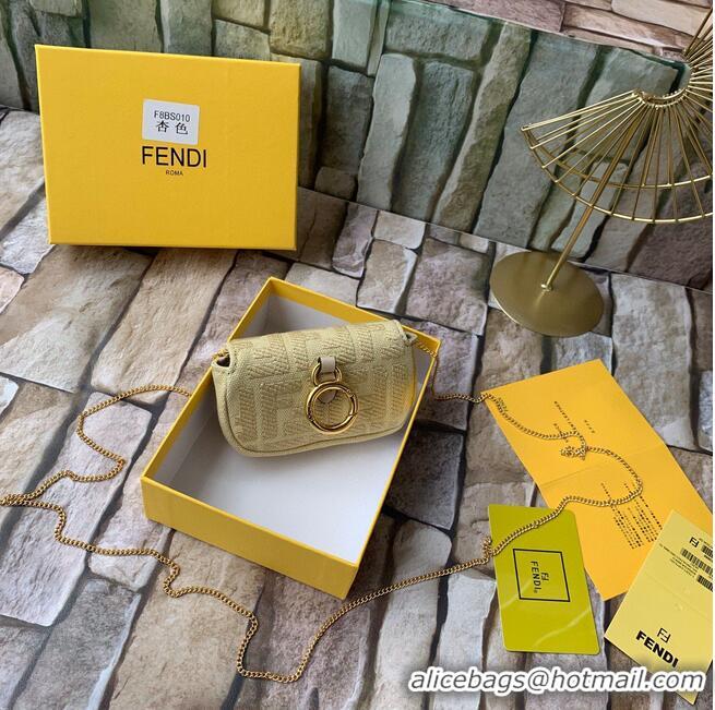 Famous Brand FENDI NANO BAGUETTE CHARM Nappa lcanvas Bag 7AR844 Yellow