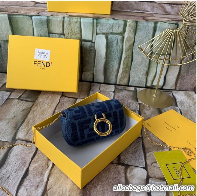 Top Quality FENDI NANO BAGUETTE CHARM Nappa lcanvas Bag 7AR844 Navy