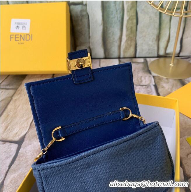 Top Quality FENDI NANO BAGUETTE CHARM Nappa lcanvas Bag 7AR844 Navy