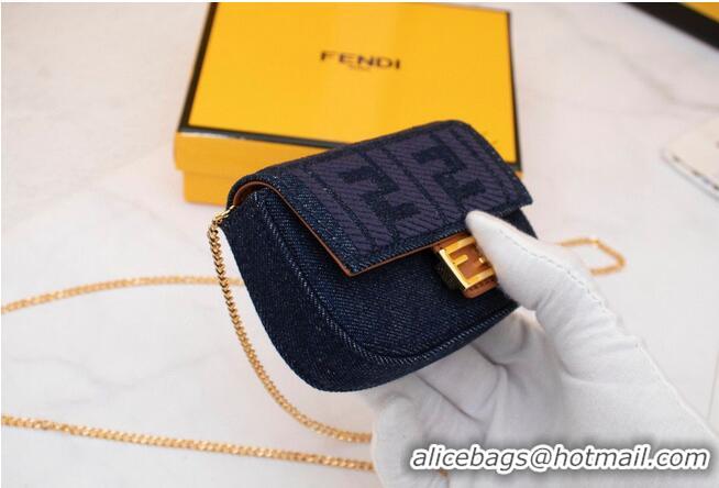 New Design FENDI NANO BAGUETTE CHARM Nappa lcanvas Bag 7AR844 Black