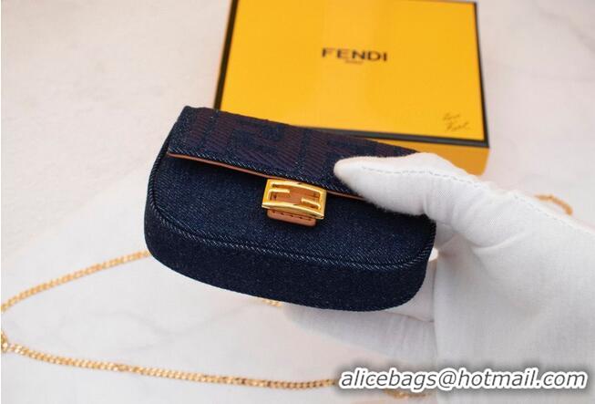 New Design FENDI NANO BAGUETTE CHARM Nappa lcanvas Bag 7AR844 Black