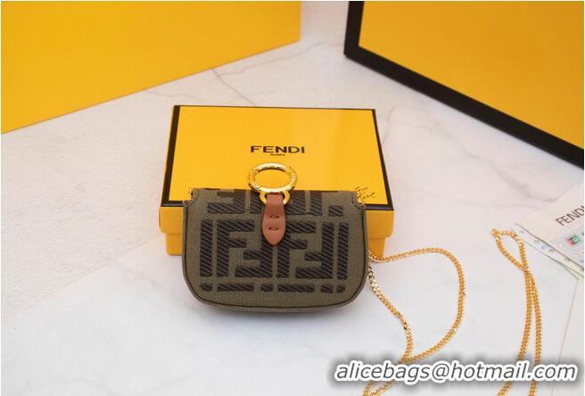 Buy Discount FENDI NANO BAGUETTE CHARM Nappa lcanvas Bag 7AR844 Green