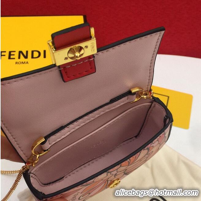 Best Price FENDI NANO BAGUETTE CHARM Nappa Original Leather Bag 7AR844 Flower