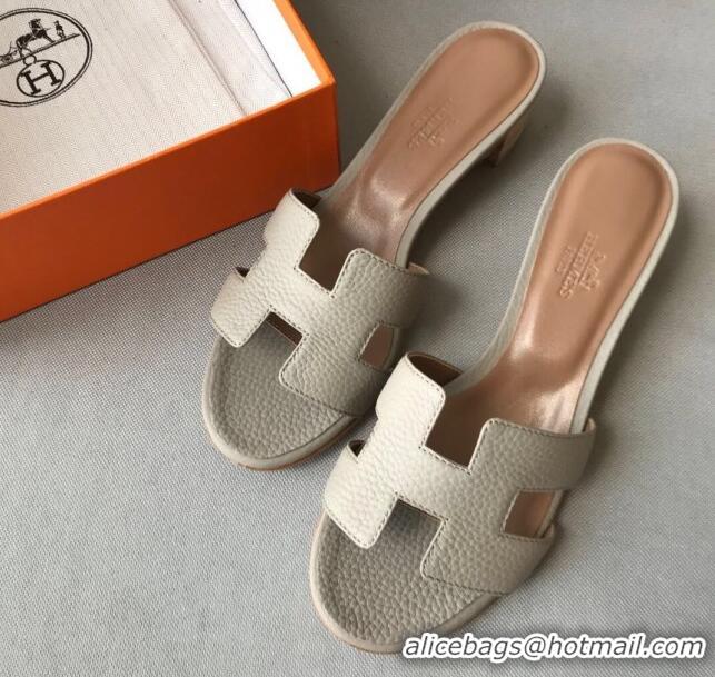 Low Cost Hermes Oasis Sandal in in Togo Grainy Calfskin With 5cm Heel 040371 Light Grey 2021