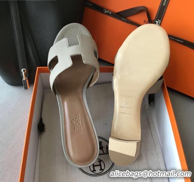 Low Cost Hermes Oasis Sandal in in Togo Grainy Calfskin With 5cm Heel 040371 Light Grey 2021