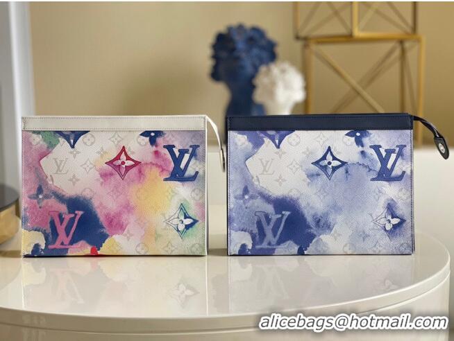 Trendy Design Louis Vuitton Monogram Eclipse POCHETTE VOYAGE MM M80460 Blue&White