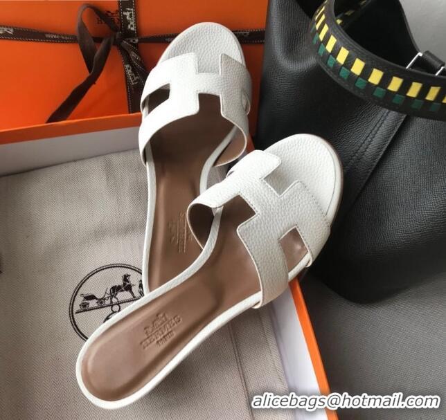 Hot Style Hermes Oasis Sandal in in Togo Grainy Calfskin With 5cm Heel 040371 White 2021