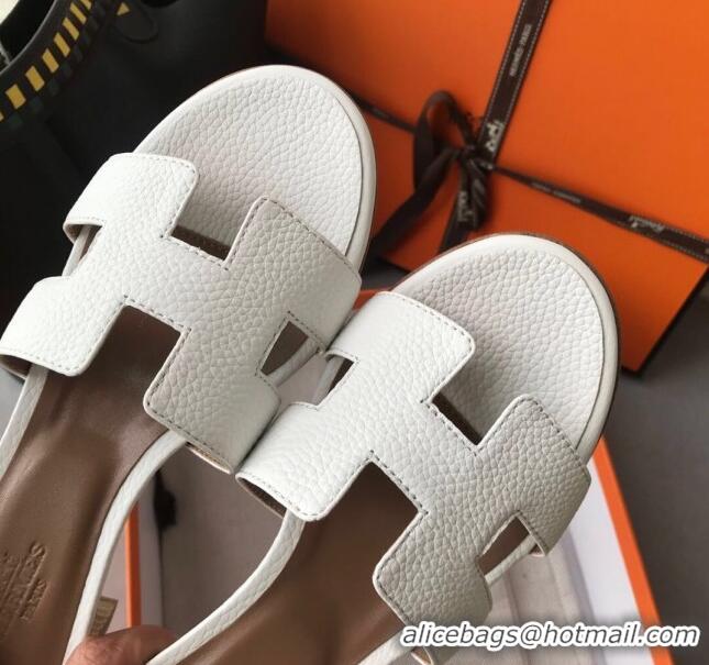 Hot Style Hermes Oasis Sandal in in Togo Grainy Calfskin With 5cm Heel 040371 White 2021