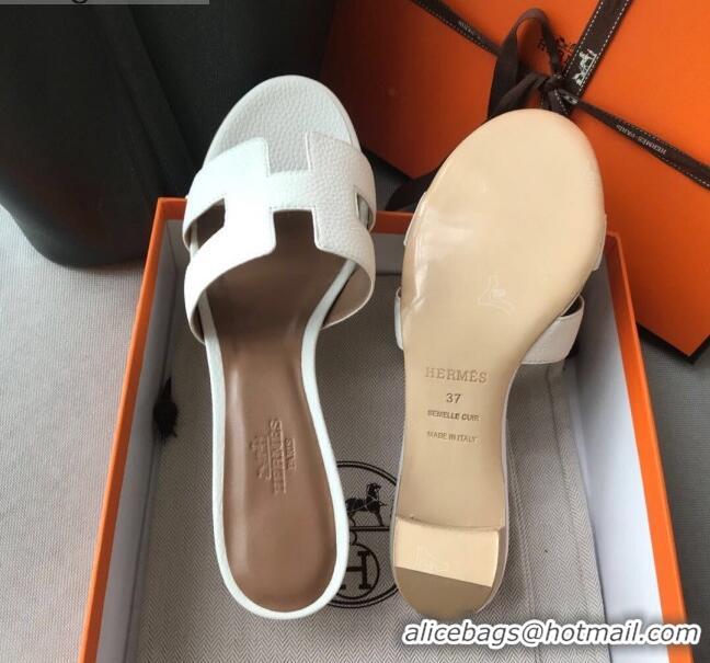 Hot Style Hermes Oasis Sandal in in Togo Grainy Calfskin With 5cm Heel 040371 White 2021