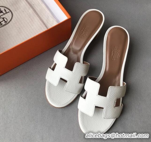 Hot Style Hermes Oasis Sandal in in Togo Grainy Calfskin With 5cm Heel 040371 White 2021