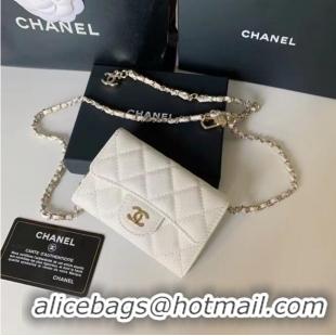 Famous Brand Chanel Original Grained Calfskin Pocket 81081 White