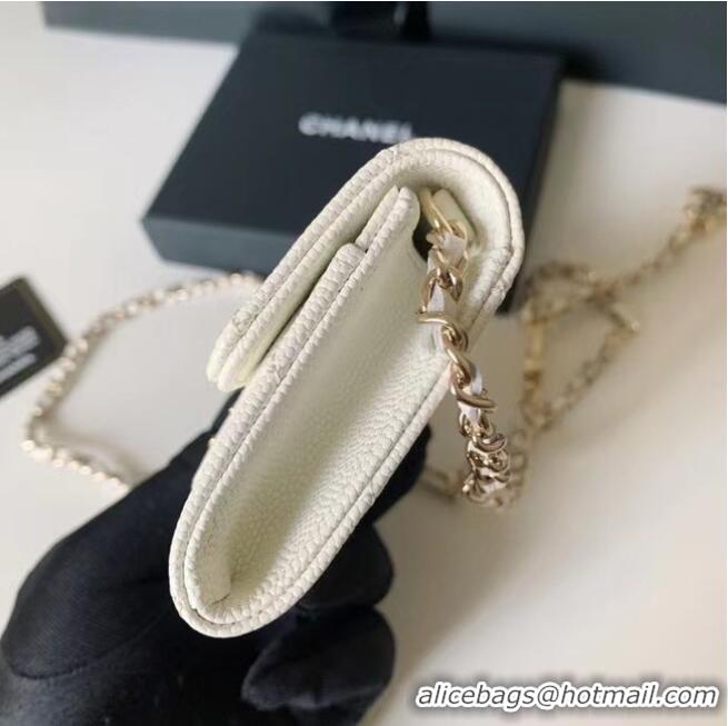 Famous Brand Chanel Original Grained Calfskin Pocket 81081 White