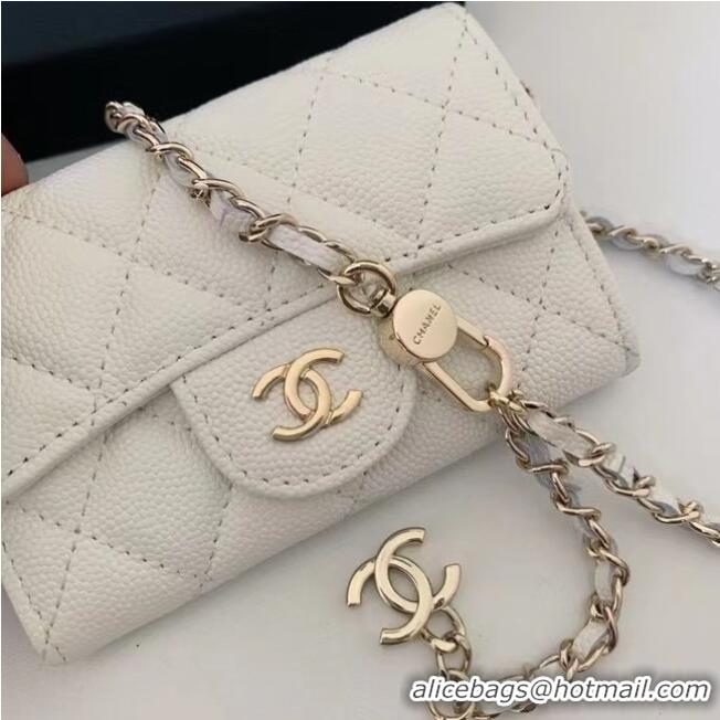 Famous Brand Chanel Original Grained Calfskin Pocket 81081 White