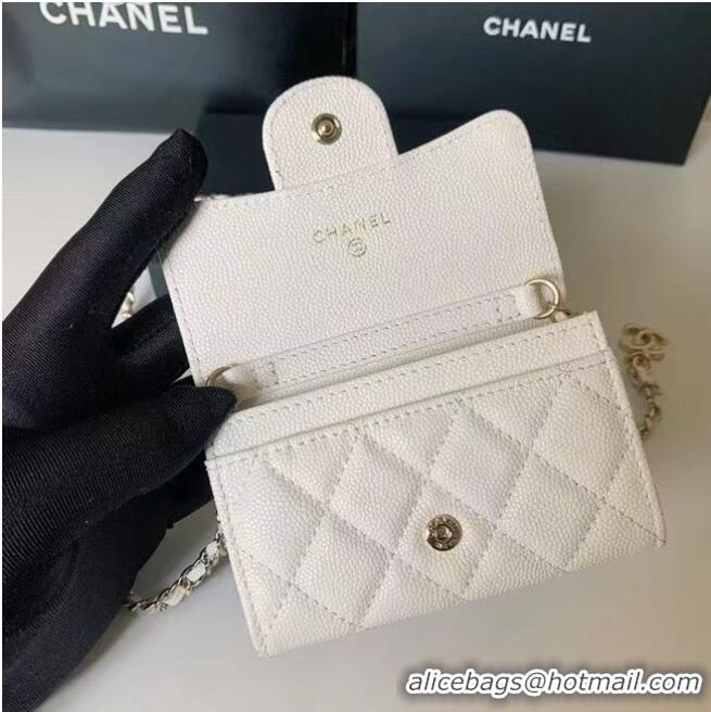 Famous Brand Chanel Original Grained Calfskin Pocket 81081 White