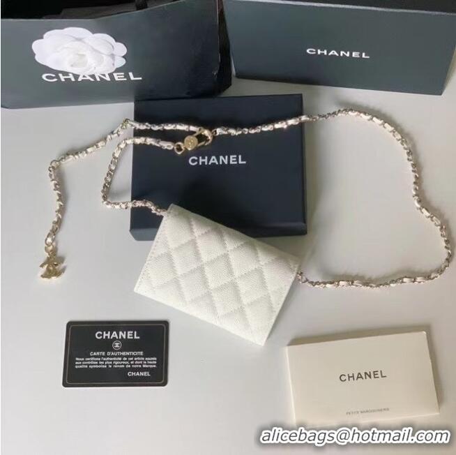 Famous Brand Chanel Original Grained Calfskin Pocket 81081 White