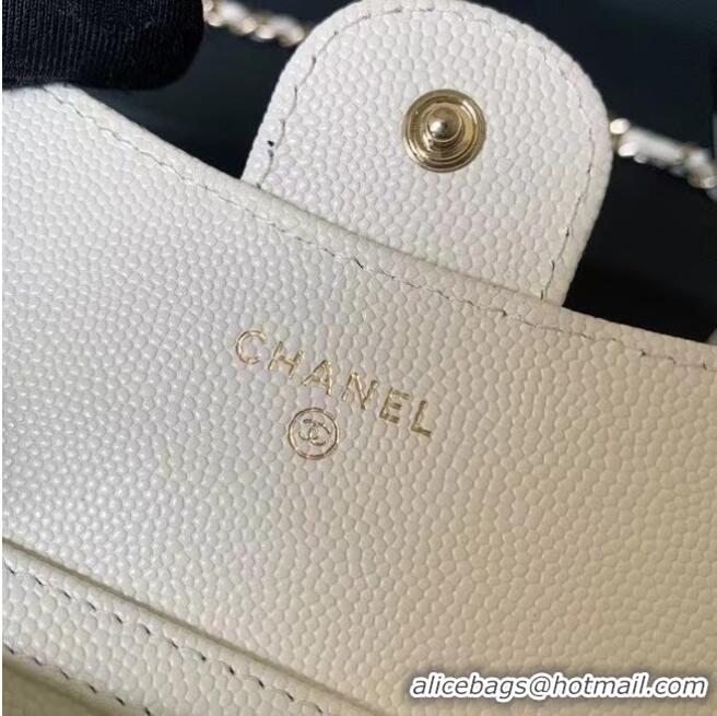 Famous Brand Chanel Original Grained Calfskin Pocket 81081 White