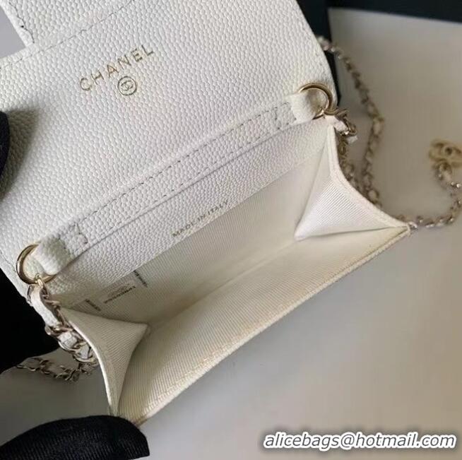 Famous Brand Chanel Original Grained Calfskin Pocket 81081 White