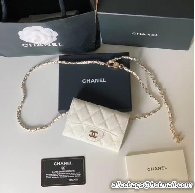 Famous Brand Chanel Original Grained Calfskin Pocket 81081 White