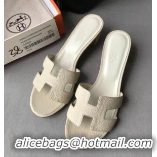 Sophisticated Hermes Oasis Sandal in in Togo Grainy Calfskin With 5cm Heel 040371 White 2021