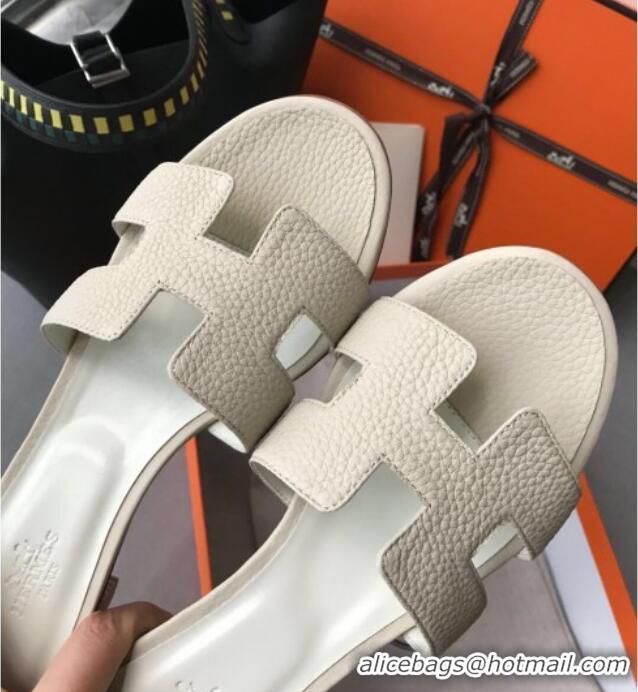 Sophisticated Hermes Oasis Sandal in in Togo Grainy Calfskin With 5cm Heel 040371 White 2021