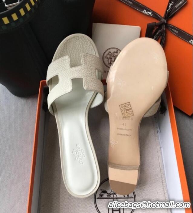 Sophisticated Hermes Oasis Sandal in in Togo Grainy Calfskin With 5cm Heel 040371 White 2021