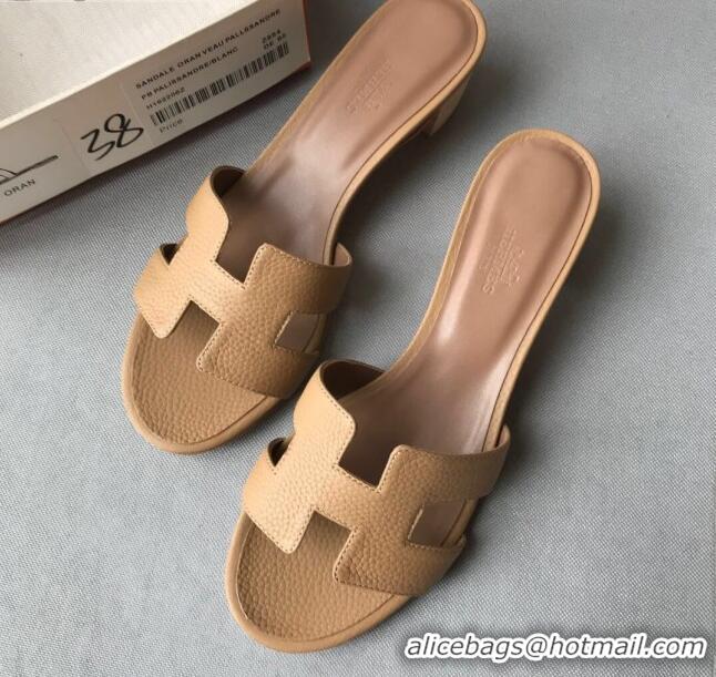 Best Price Hermes Oasis Sandal in in Togo Grainy Calfskin With 5cm Heel 040371 Khaki 2021