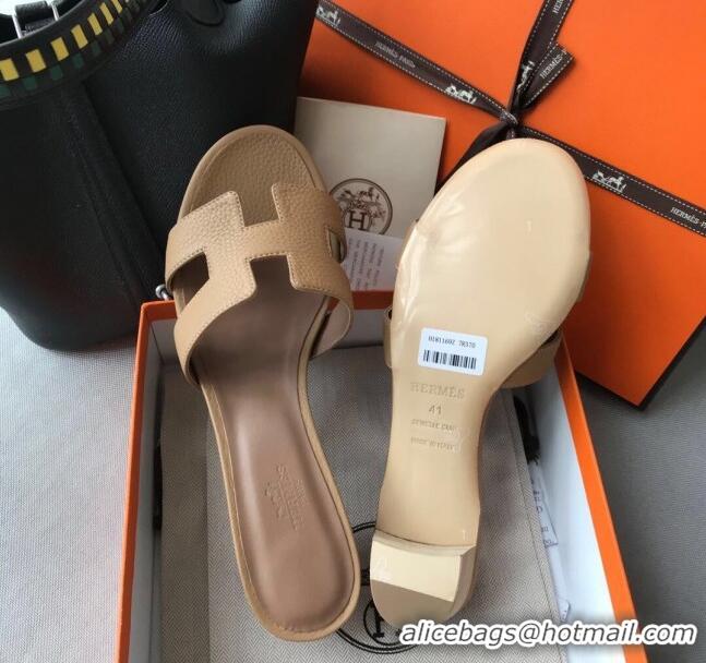 Best Price Hermes Oasis Sandal in in Togo Grainy Calfskin With 5cm Heel 040371 Khaki 2021