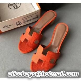 Newest Hermes Oasis Sandal in in Togo Grainy Calfskin With 5cm Heel 040371 Orange 2021