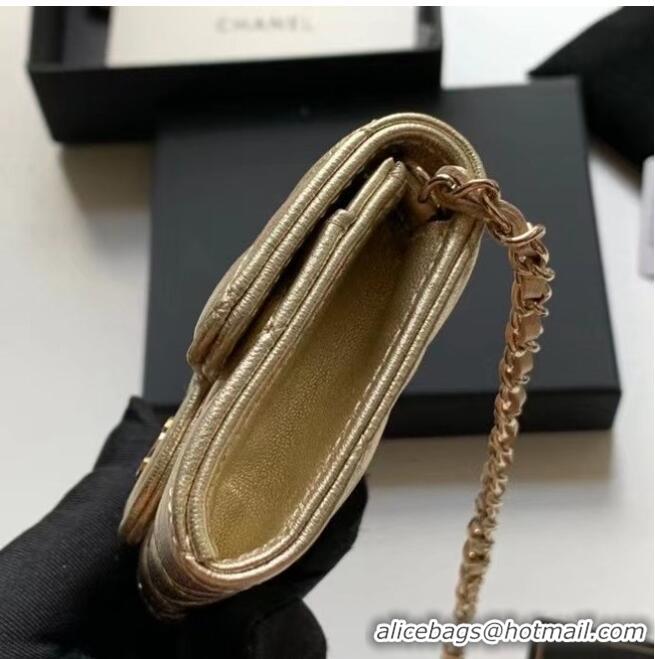 Luxury Discount Chanel Original Grained Calfskin Pocket 81081 Gold