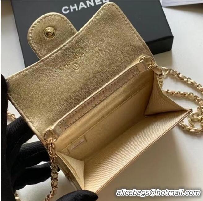 Luxury Discount Chanel Original Grained Calfskin Pocket 81081 Gold