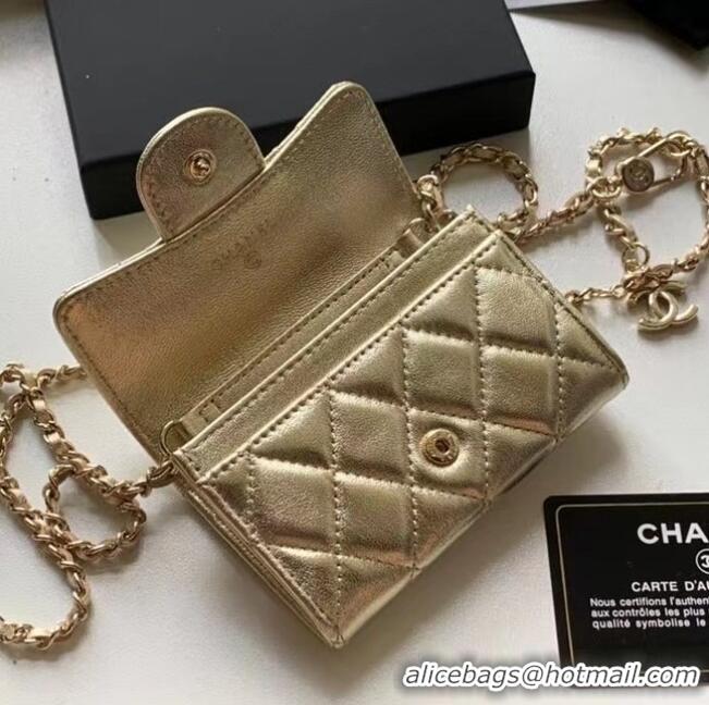 Luxury Discount Chanel Original Grained Calfskin Pocket 81081 Gold