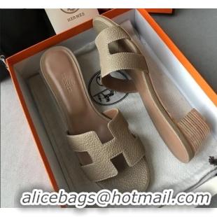 Best Quality Hermes Oasis Sandal in in Togo Grainy Calfskin With 5cm Heel 040371 Grey 2021