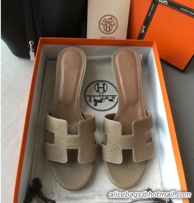 Best Quality Hermes Oasis Sandal in in Togo Grainy Calfskin With 5cm Heel 040371 Grey 2021