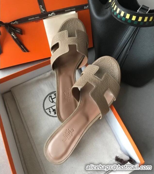 Best Quality Hermes Oasis Sandal in in Togo Grainy Calfskin With 5cm Heel 040371 Grey 2021