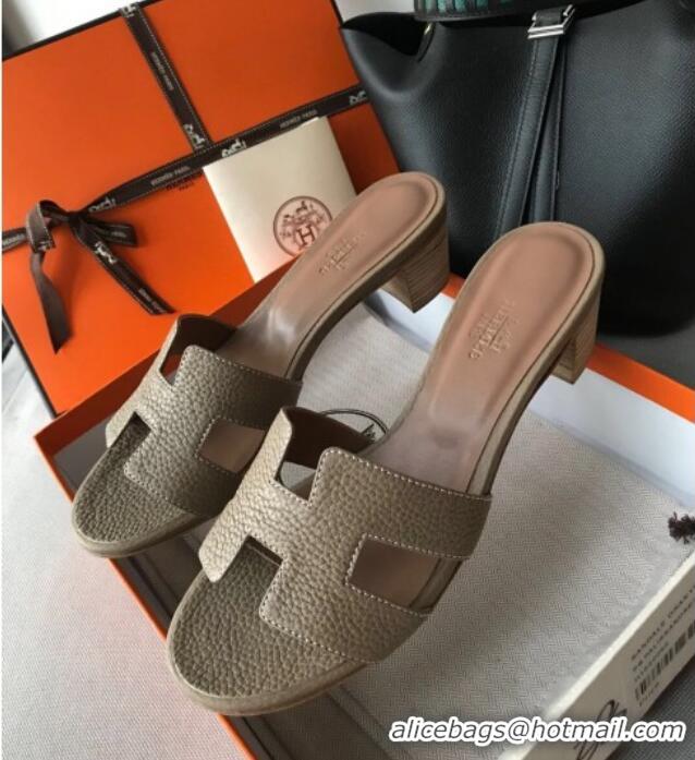 Best Quality Hermes Oasis Sandal in in Togo Grainy Calfskin With 5cm Heel 040371 Grey 2021