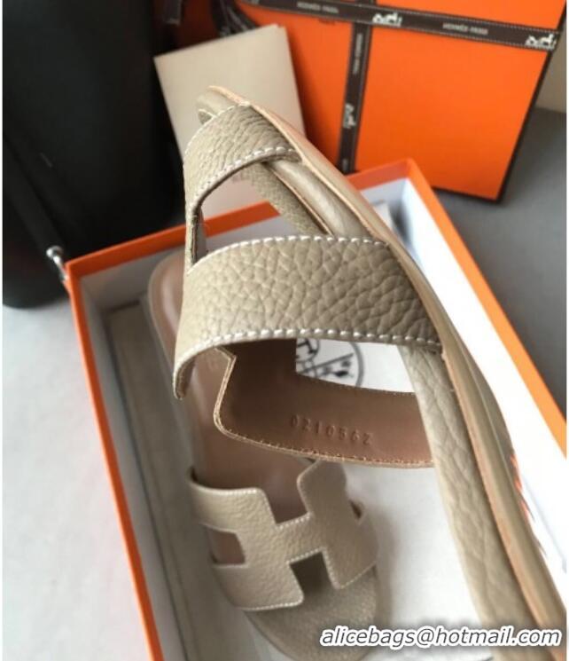 Best Quality Hermes Oasis Sandal in in Togo Grainy Calfskin With 5cm Heel 040371 Grey 2021