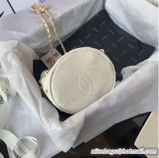 Top Grade Chanel mini drawstring bag AS1077 white