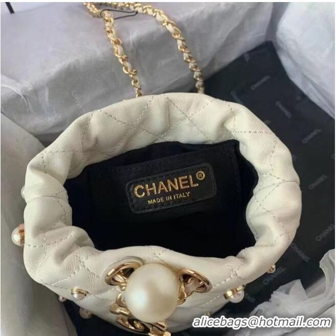 Top Grade Chanel mini drawstring bag AS1077 white