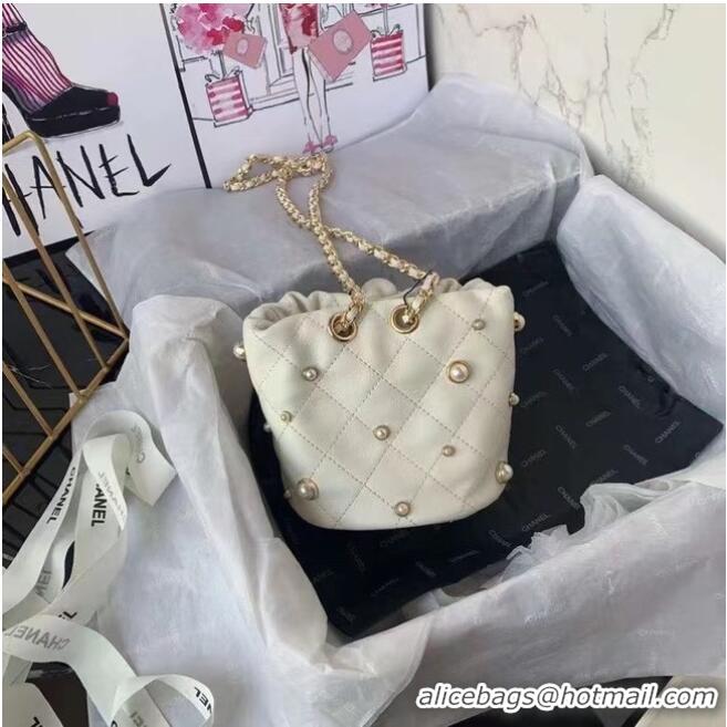 Top Grade Chanel mini drawstring bag AS1077 white