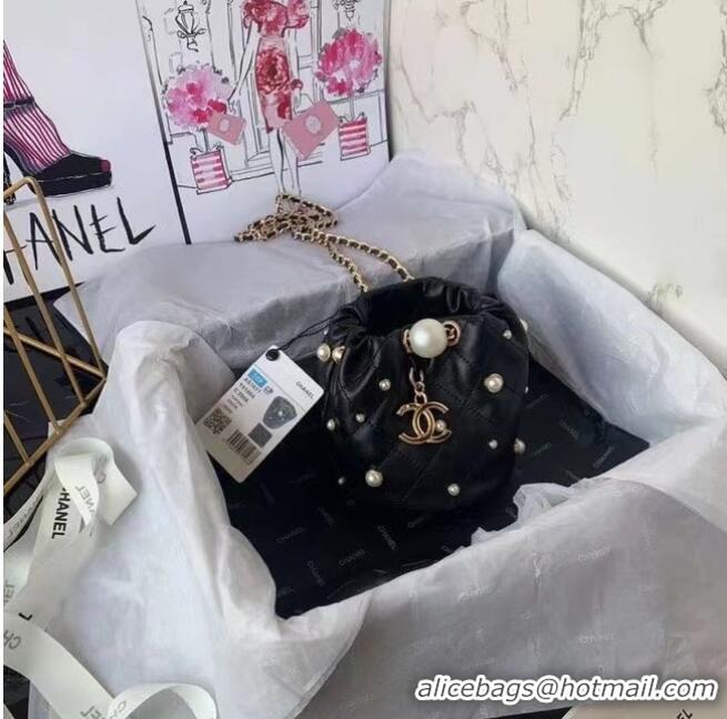 Good Product Chanel mini drawstring bag AS1077 black