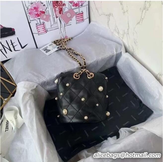 Good Product Chanel mini drawstring bag AS1077 black