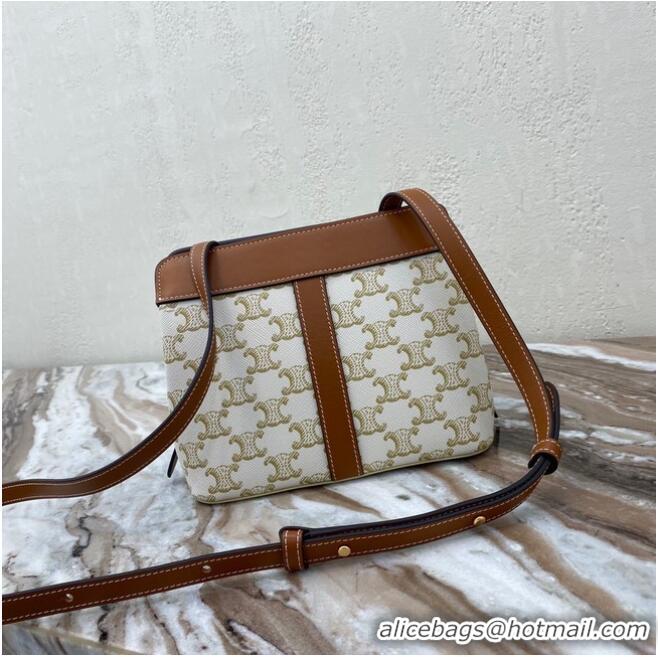 Trendy Design Celine IN TRIOMPHE CANVAS AND CALFSKIN 191992 white