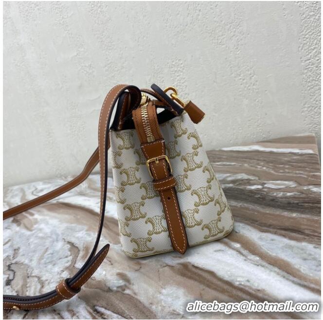 Trendy Design Celine IN TRIOMPHE CANVAS AND CALFSKIN 191992 white