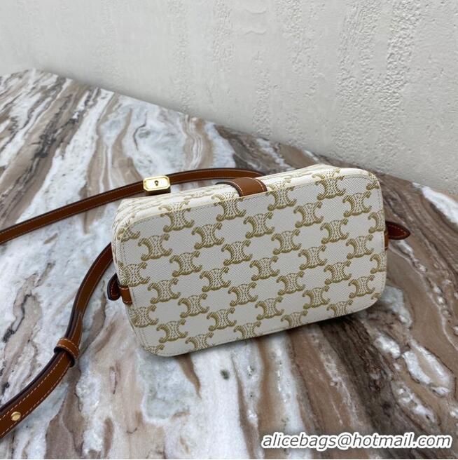 Trendy Design Celine IN TRIOMPHE CANVAS AND CALFSKIN 191992 white