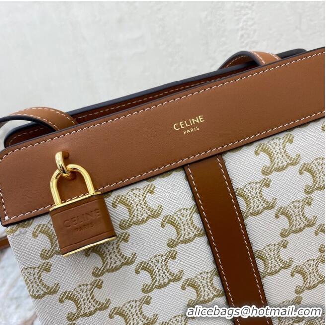 Trendy Design Celine IN TRIOMPHE CANVAS AND CALFSKIN 191992 white