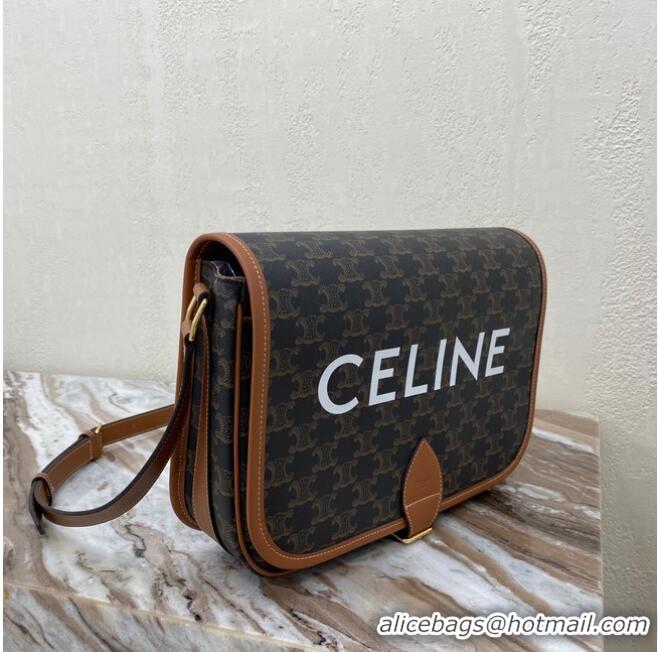 Most Popular Celine TRIOMPHE SHOULDER BAG IN TRIOMPHE CANVAS AND CALFKSIN 193902 BLACK