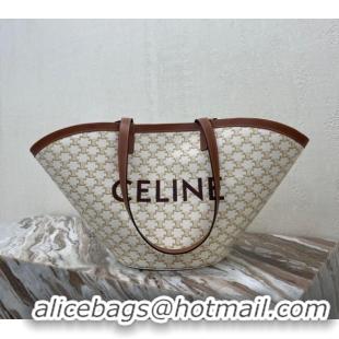 Best Price Celine MEDIUM COUFFIN BAG IN TRIOMPHE CANVAS CELINE PRINT 196262 WHITE